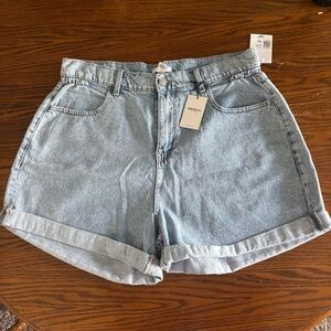NWT Forever 21 Y2K Cotton High Waist Light Wash Blue Jean Shorts Size 14
